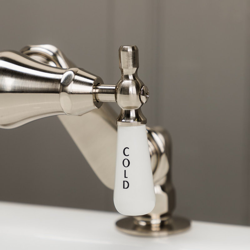 2 Handle Deck Clawfoot Tub Faucet, Brushed Nickel