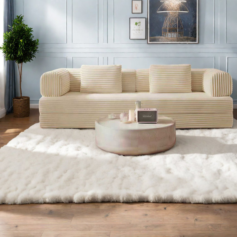 Canapés modulaires confortables, mousse de velours côtelé, style de vie moderne