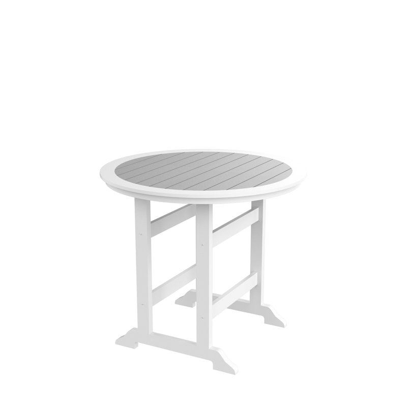 Table de bar en PEHD, table de salle à manger, ensemble de bar de patio, table à hauteur de comptoir pour l'extérieur blanc et gris