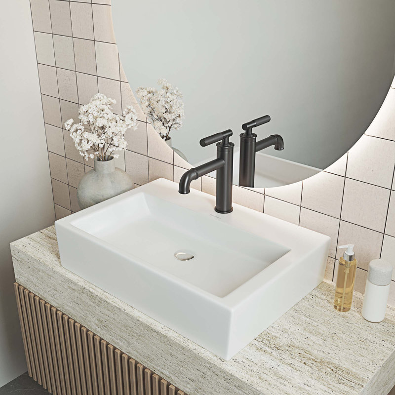 Lavabo vasque rectangulaire en céramique Claire 20, Blanc mat