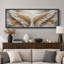 White Gold Angel Wings Abstract Elegant Feather Wall Decor Extra Large Pictures Framed Canvas Print Wall Art-126313453-126313452