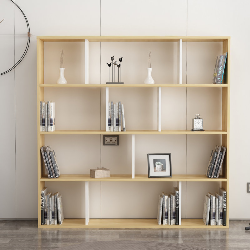 Isaias 145cm H Standard Bookcase, Oak/White