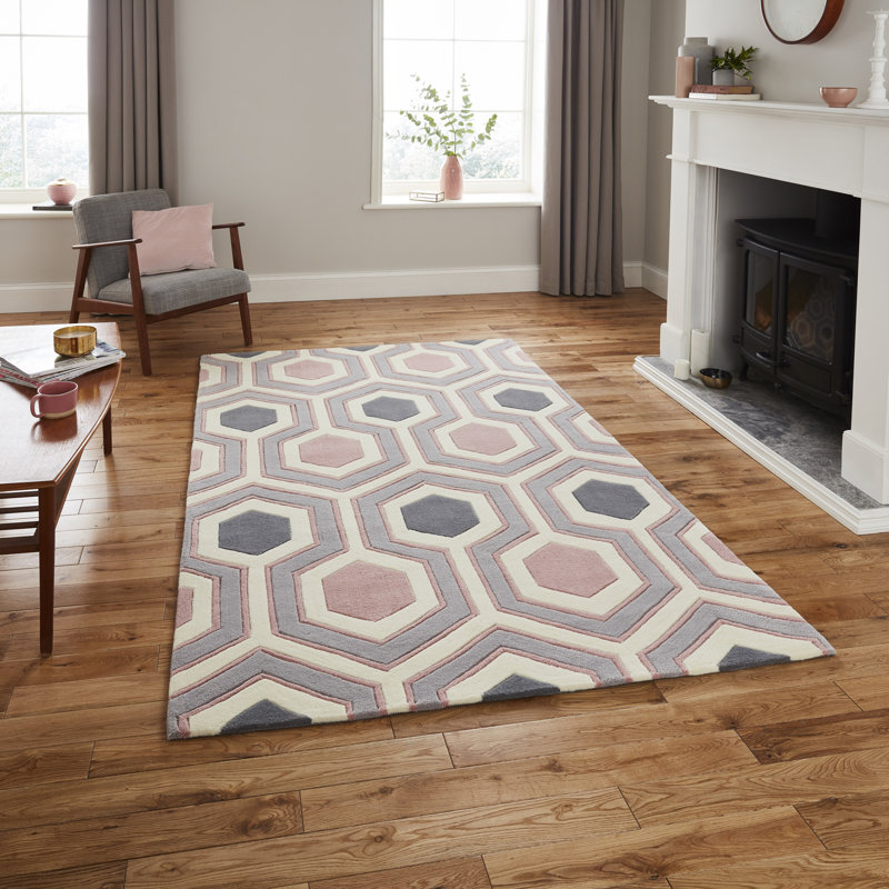 Evianna area rug Hand Tufted Rectangle Grey/Rose, Rectangle 150 x 230cm