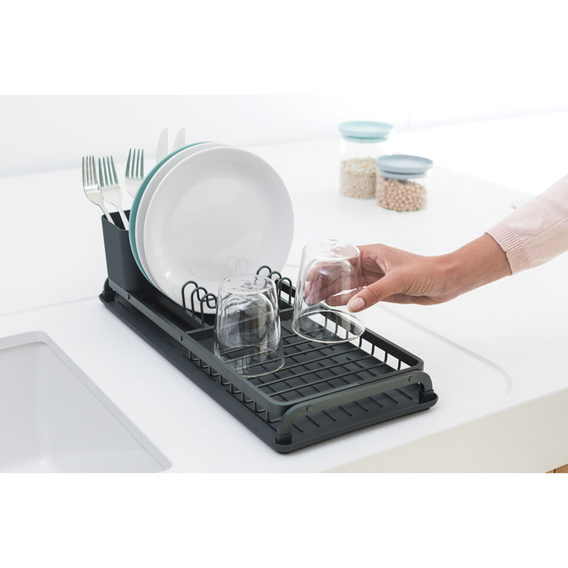 Brabantia Sink Side Compact Aluminum Dish Drying Rack, Dark Gray