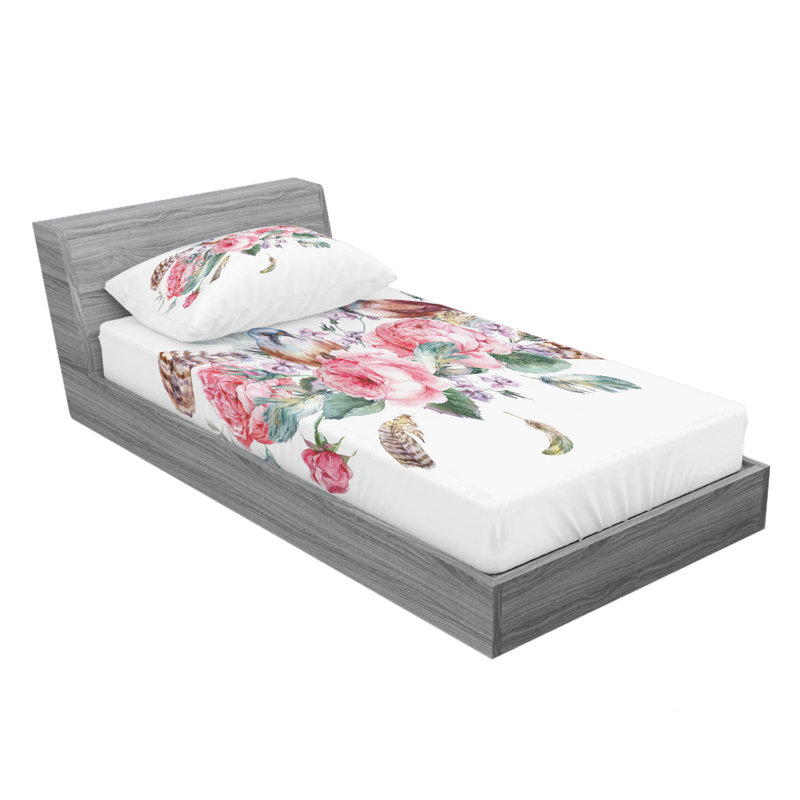 Microfiber Floral Sheet Set, Twin XL Sheet Set with Fitted Sheet