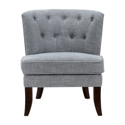 Modern Dark Gray Upholstered Chair With Solid Wood Legs And Materials Stable Construction