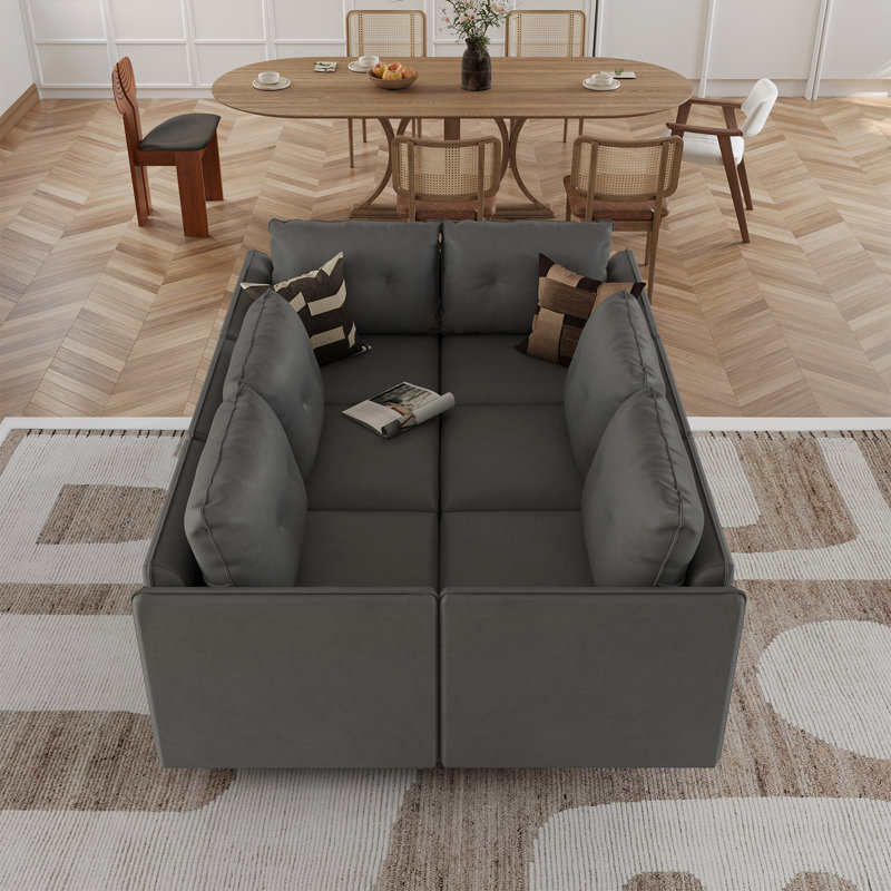 Canapé modulaire modulaire 2 pièces Zendajas, Mélange de polyester gris