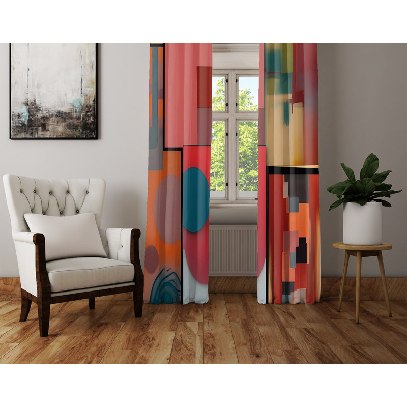 Paire de rideaux semi-transparents en polyester Dhanwanti, L 40 po x L 82 po