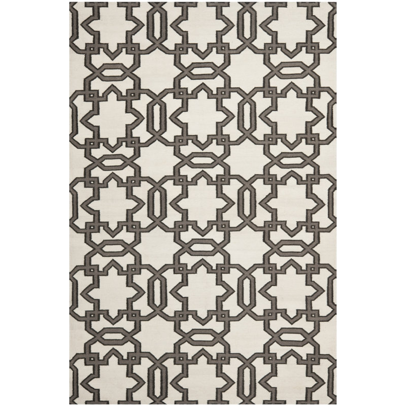 Varner Geometric Wool Hand Woven Area Rug, Rectangle 122 x 183 cm