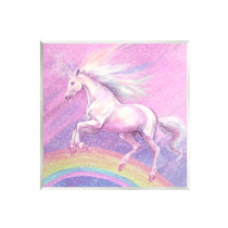 Stupell Industries Let's Chase Rainbows Phrase Fantasy Floral Unicorns Design by Jenaya Jackson, Size: 3pc, Each 10 x 15