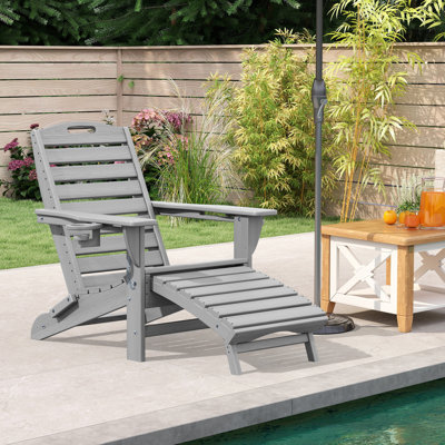 HDPE Adirondack Foldable Chair with Retractable Ottoman