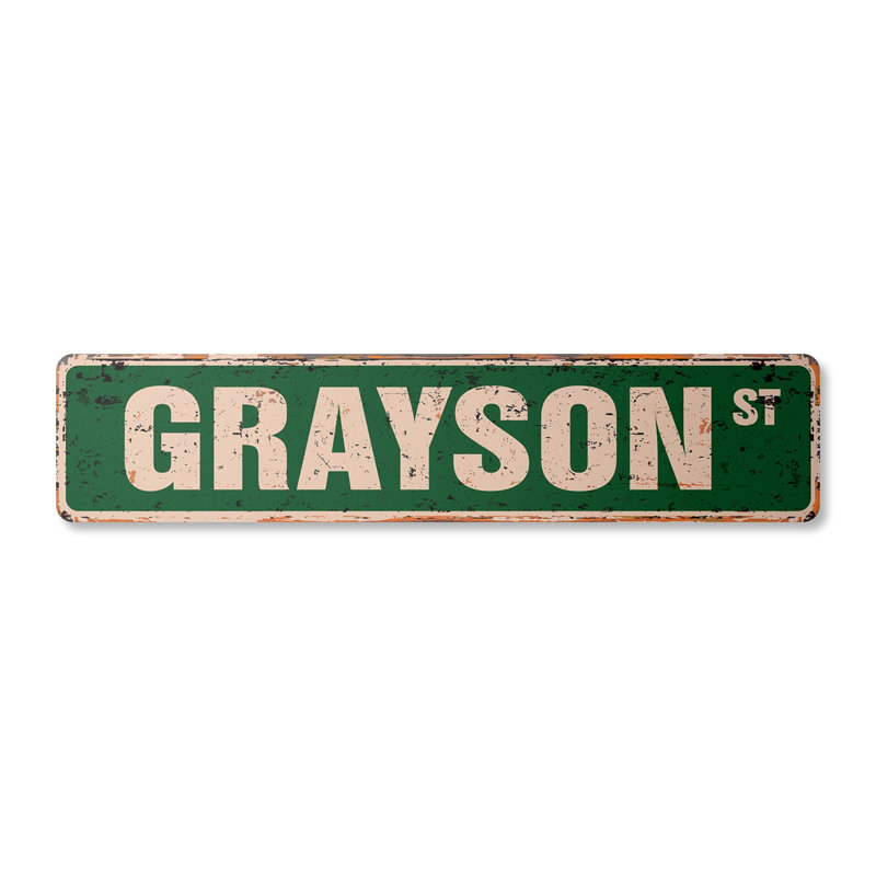 Plaque de rue Grayson en plastique robuste 8 po x 36 po