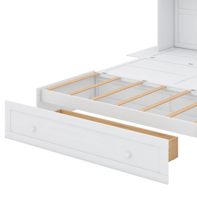 Queen-Size Space-Saving Murphy Bed With Integrated Drawer