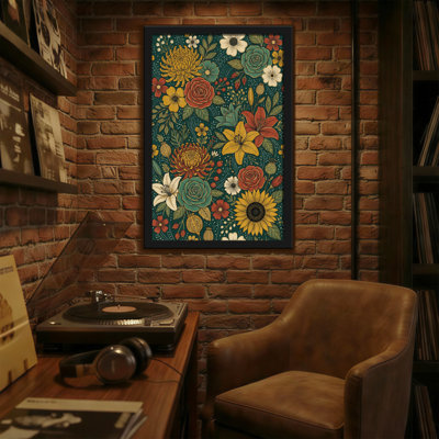 Motif floral de plantes et de fleurs aux couleurs vives et aux feuilles détaillées