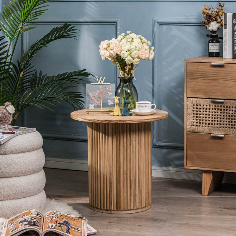 Table d'appoint en bois massif naturel Moxley, Brun, Brun