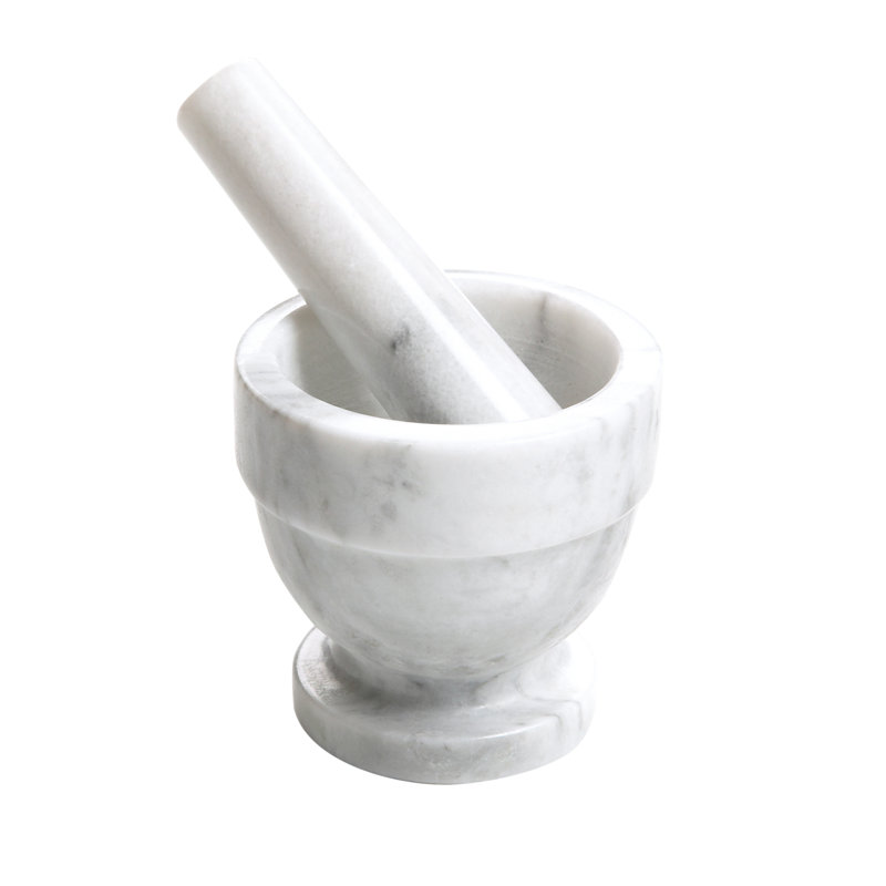 Large White Marble Mortar and Pestle for Kitchen