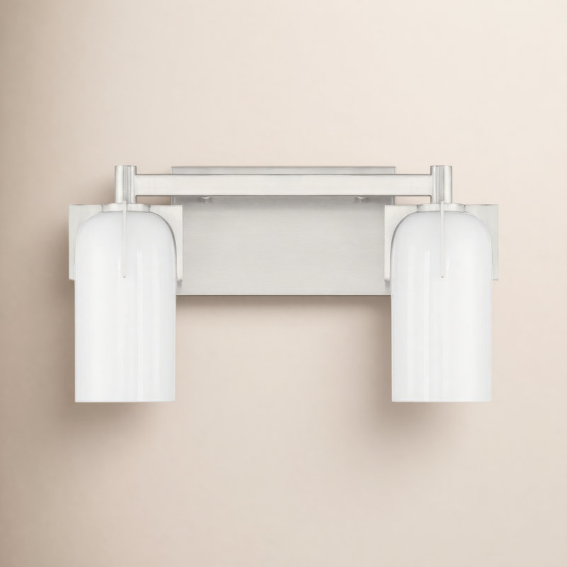 Irela 2-Light Vanity Light in Satin Nickel, 8.5" H x 14.75" W x 14.75" D, Satin Nickel, 2 Lights