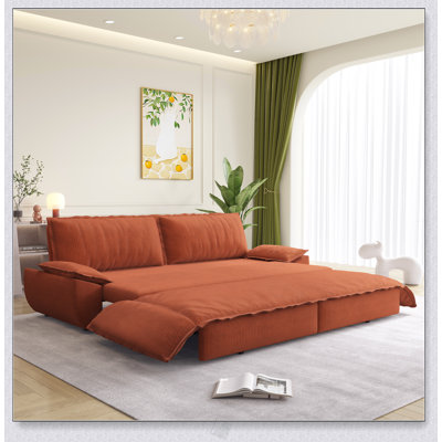 73.2 Inch Queen Pull Out Sofa Bed, 3-In-1 Convertible Sleeper Sofa, Multi-Functional Corduroy Loveseat Bed