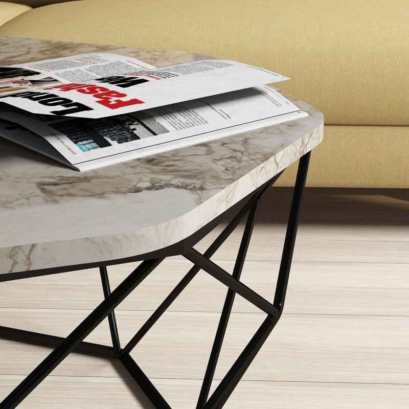 Table basse à cadre Klondike, Blanc / Brun