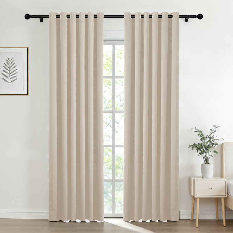 Grommet Top Blackout Room Darkening Curtains, Solid Thermal Insulated Polyester Window Curtain Set, 2 Panels, 52" W x 63" L
