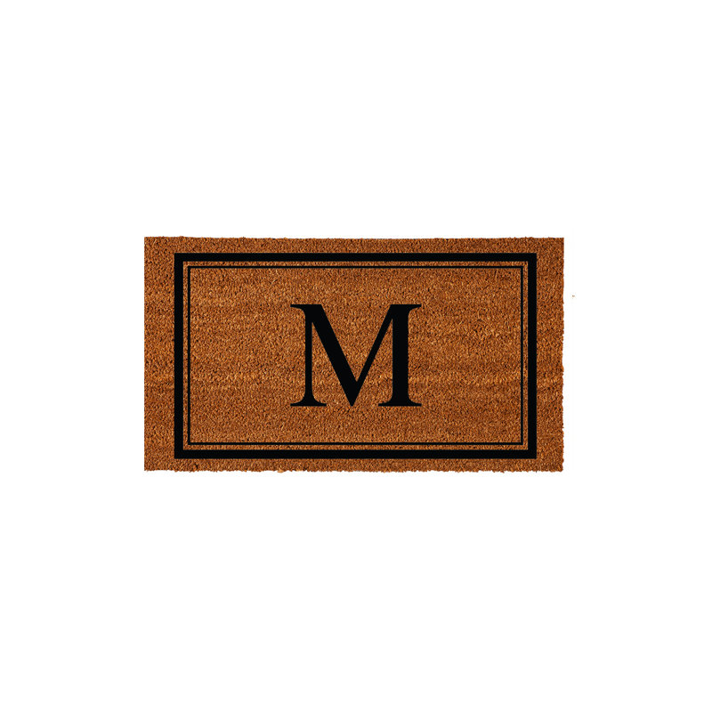 Tapis d'extérieur antidérapant en fibre de coco monogramme 28 "x 16" Niarcos, M