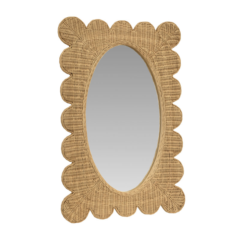 Rectangle Rattan Mirror, Woven Natural Rattan