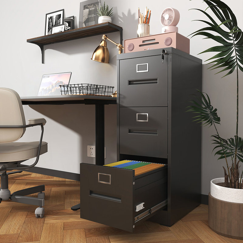 Classeur vertical à 3 tiroirs en métal avec serrure pour le bureau et la maison, format lettre A4, haute sécurité et assemblage facile