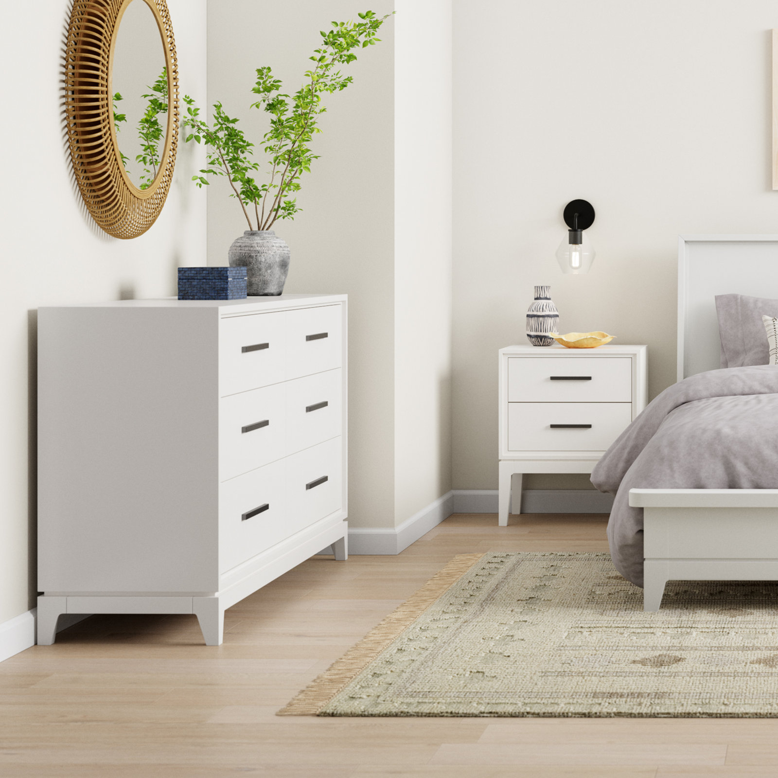 Wrightia 2 - Drawer 20" Nightstand, Chalk White