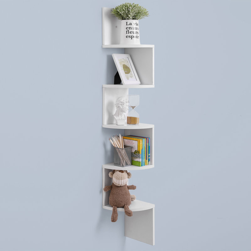 Carol 127.5cm H x 20cm W Corner Bookcase, White