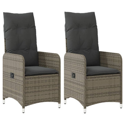 Ensemble de 2 chaises de jardin inclinables PE en rotin régulier
