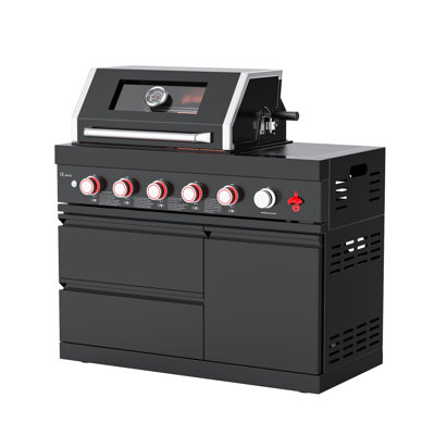 VESTIVIUM SERA 4-Burner Black Stainless Steel Gas Grill – 75,300 BTU, Infrared Rear & Side Burner – NG