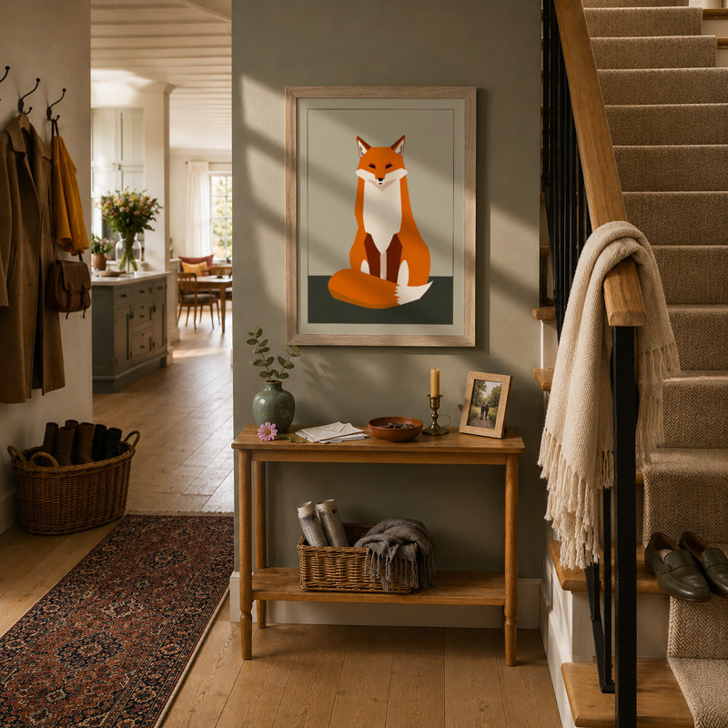 Gentle Fox Modern - Framed Print, A2 - 59.4 x 42.0 cm, Oak
