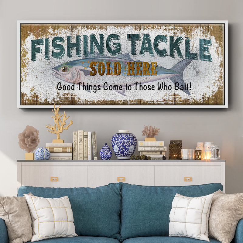 Pêche, toile encadrée, H 24 po x l 60 po