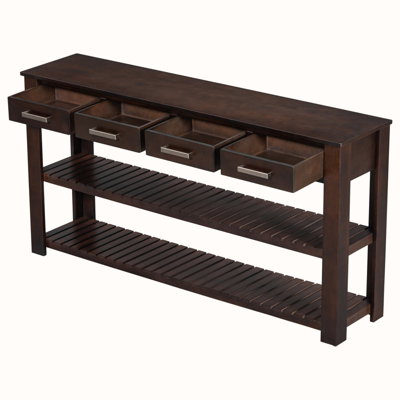 Élégante console d'entrée avec 4 tiroirs et 2 tablettes, Brun