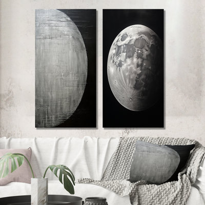 Ensemble de 2 décorations murales noires argentées Moon Solitude
