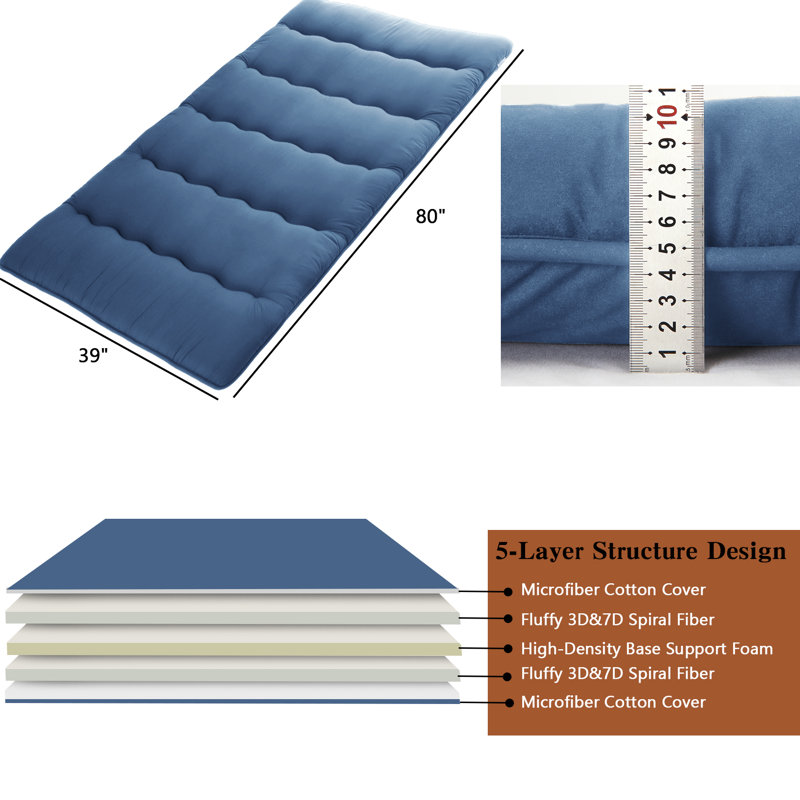 Japanese Futon Mattress Tatami Mat Floor Mattress Extra Thick Folding Floor Lounger Foldable & Portable Roll Up Camping Mattress