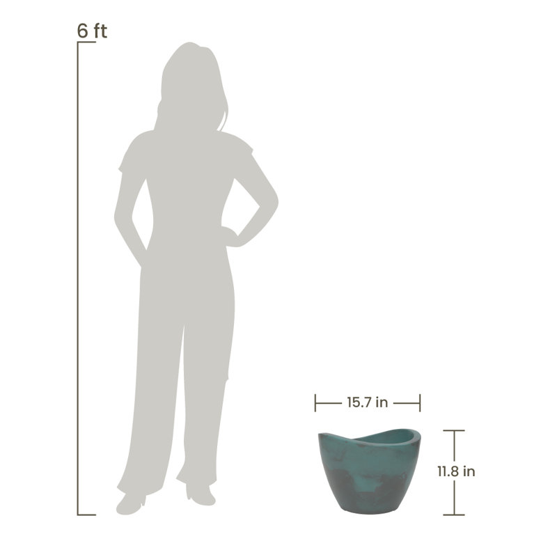 Pot à fleurs rond Vinisha ECOBO EcoFriendly, H 11,8 po x l 15,8 po x P 15,8 po, Bleu et gris