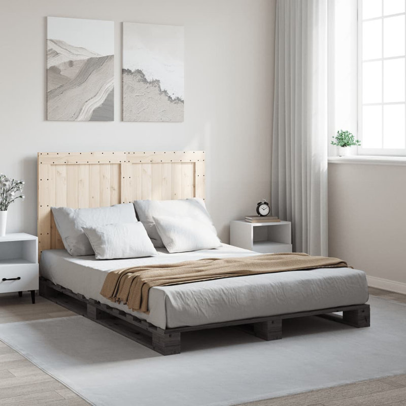 Oakfield Solid Wood Bed, Grey, EU Single - 90 x 200 cm