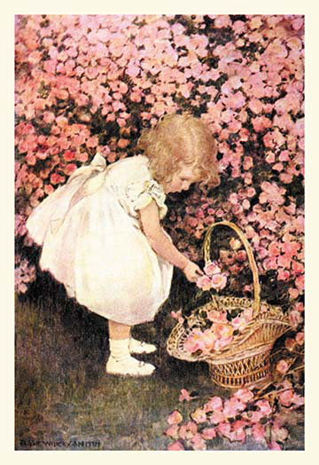 « betty posy shop » par jessie willcox smith, reproduction d’art, H 66 po x l 44 po x P 1,5 po