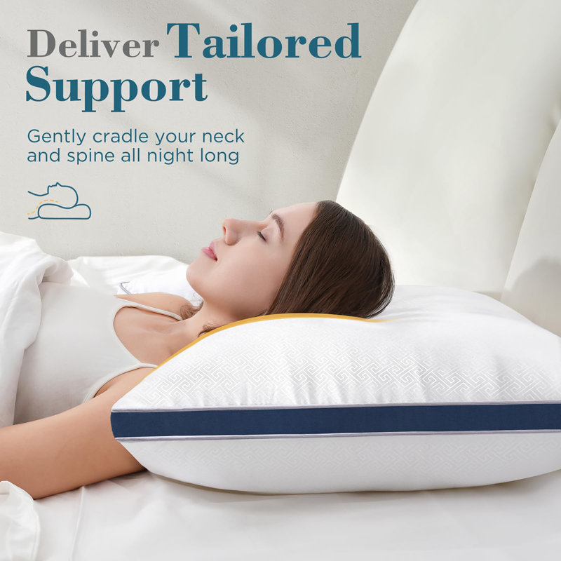 Pillows Queen Size Set of 2, Hotel Quality, Down Alternative Gusseted Bed Pillows for Side, Back, or Stomach Sleepers, White