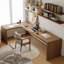 Bureau rectangulaire en bois massif brun clair-719353690-719353688