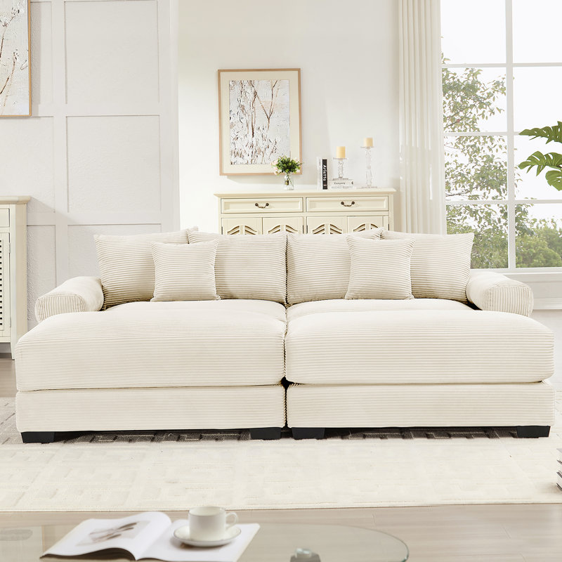 Canapé modulaire surdimensionné 82,6 po Cloud, Velours côtelé beige
