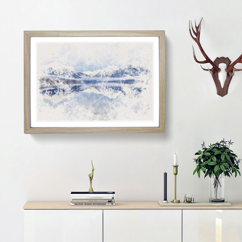 Lake Mcdonald in Montana - Picture Frame Painting Print, Oak Framed, 62cm H x 87cm W x 2cm D