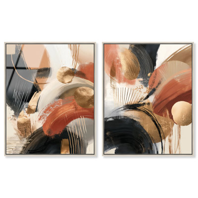 Ensemble d'art mural de salon Terr terral Sweep Diptych par Art Remedy, cadre argenté, 30 x 36