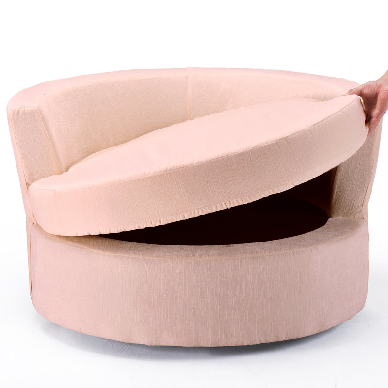 Fauteuil demi-tonneau pivotant l 42,1 po Berey, Polyester rose