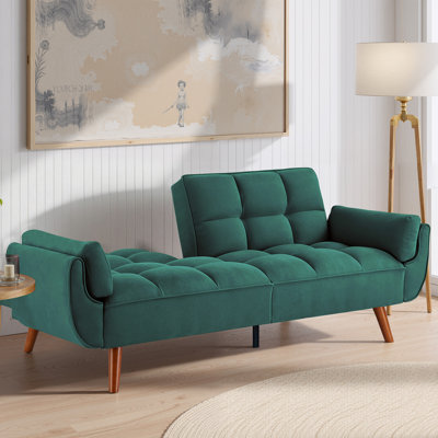 Arnbert Full 75.39" Wide Tufted Back Convertible Sofa