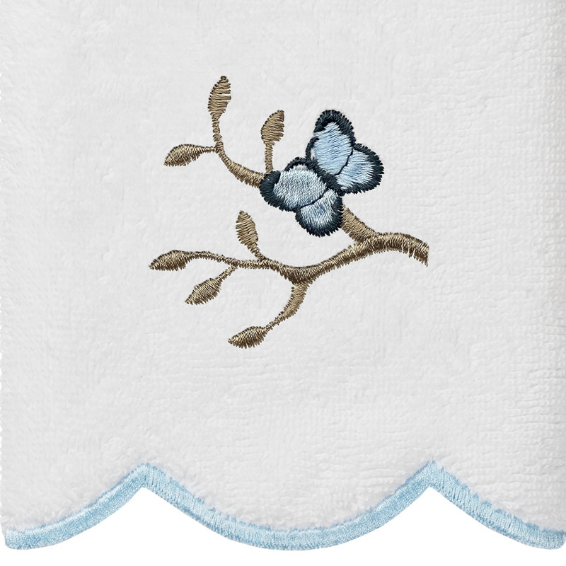  Ensemble de serviettes 100% coton turque 3 pièces, Blanc / Bleu, Ensemble 3 serviettes de bain