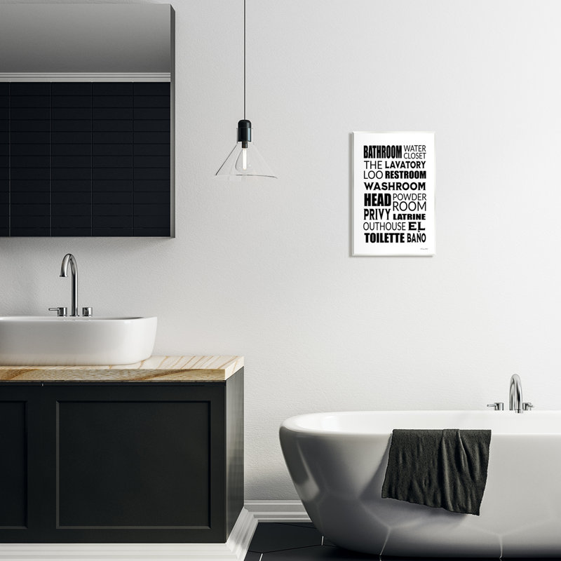 «Bathroom Bathroom Washroom Loo Expressions» par Susan Ball - impression, H 15 po x l 10 po x P 0,5 po, Bois