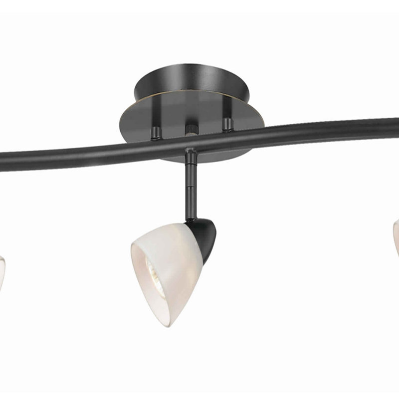 Ensemble de rail d'éclairage 5 lumières 48,38 ", Noir, Blanc