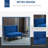 Blue Wingback Double Couch With Soft Cushion And Wood Frame Structure Elegant Linen Fabric Button Tufting Robust Legs,